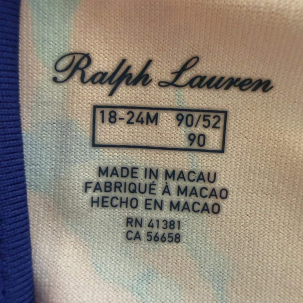 NEW! Ralph Lauren Rash Guard One Piece Kids 18M/24M Orange Polo Bear Scuba Diver